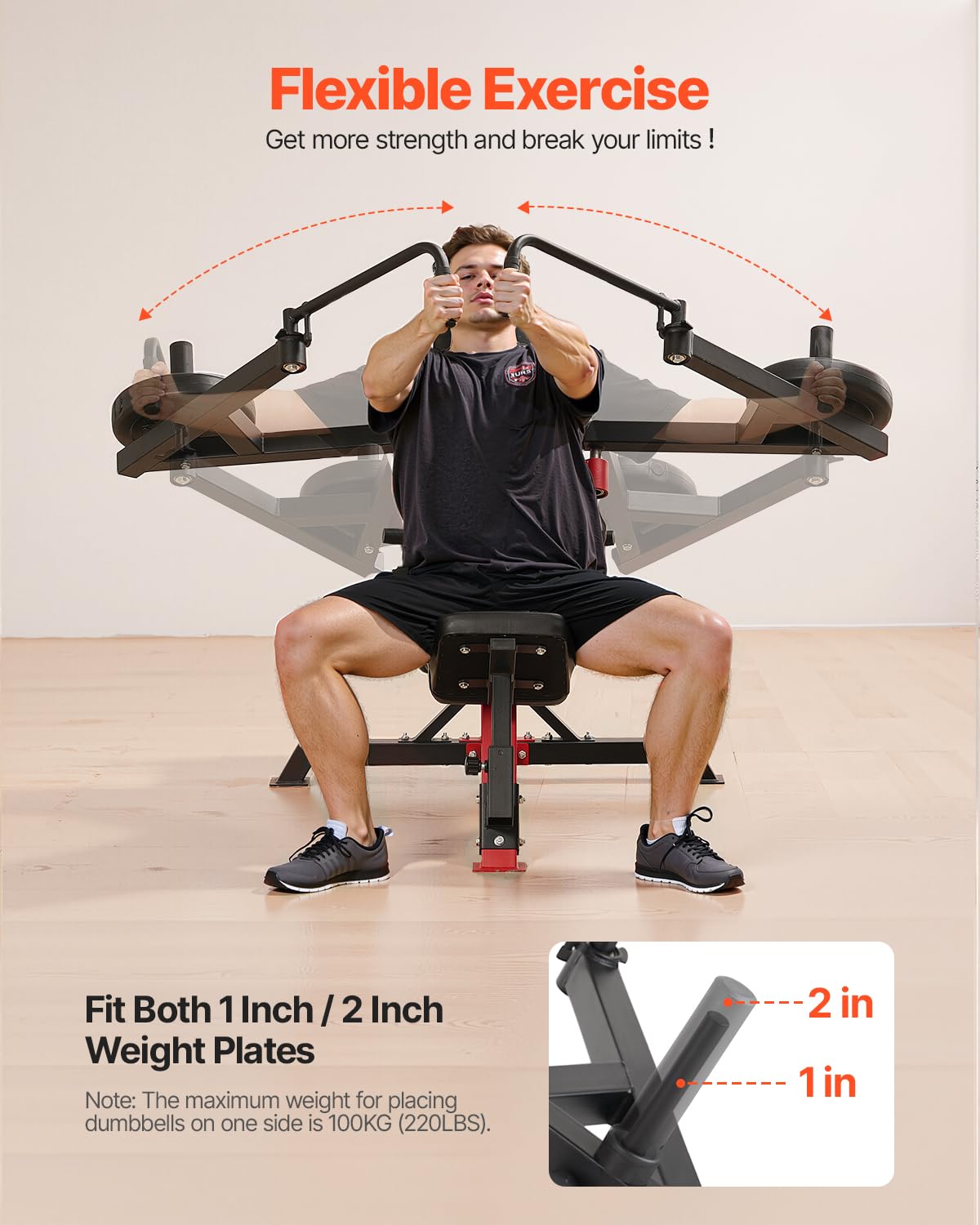 Foto 4 pulgar | Máquina Delt Fly Para Volar En El Pecho Y En La Parte Trasera, Vevor Incline, 205 Kg - Venta Internacional.