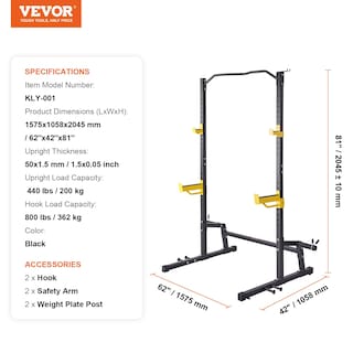 Foto 7 | Power Rack Vevor Multifuncional Con Barra Desplegable Y Almacenamiento - Venta Internacional.