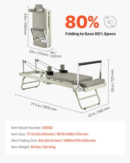 Foto 7 | Pilates Reformer Vevor Plegable Para Casa, Gimnasio, Estudio, 180 Kg - Venta Internacional.