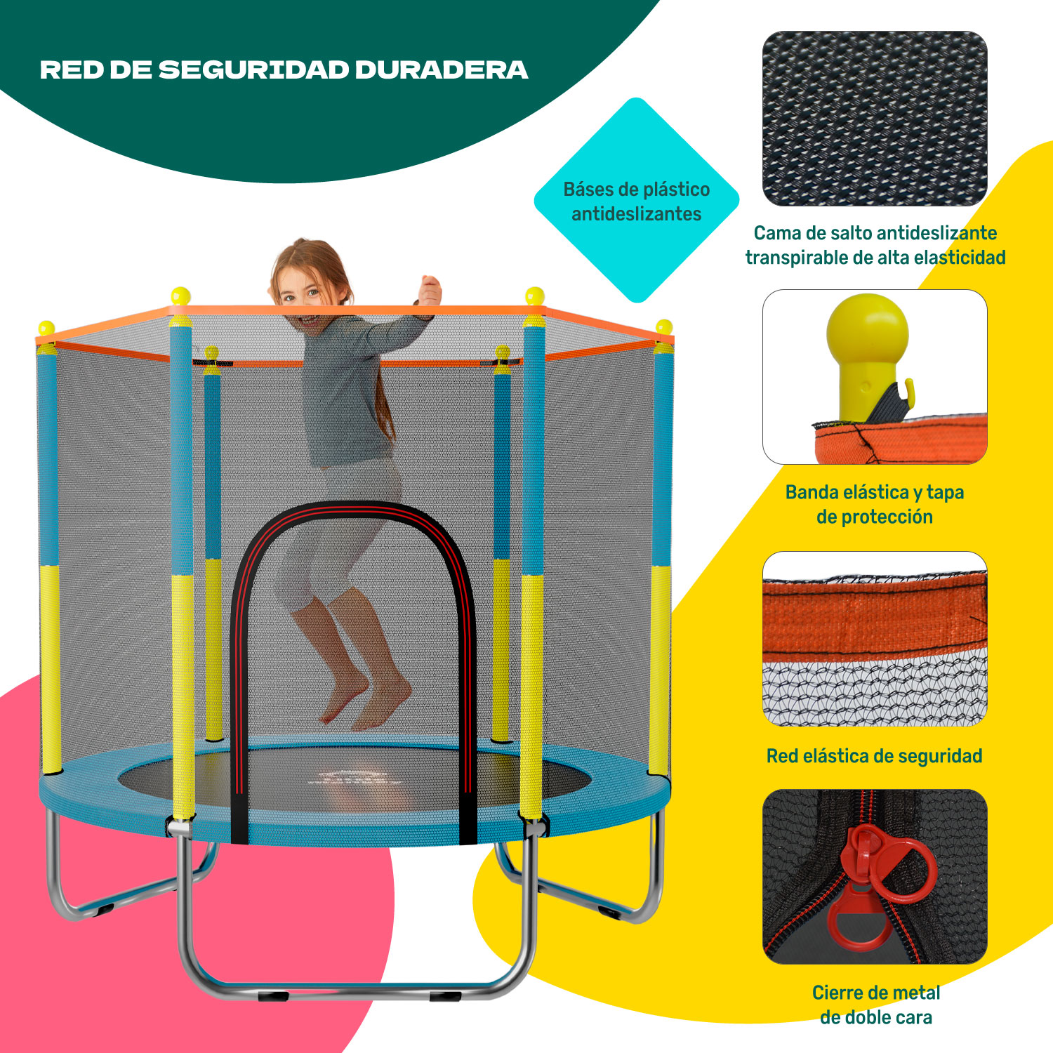 Foto 4 pulgar | Trampolín Little Monkey Azul Infantil