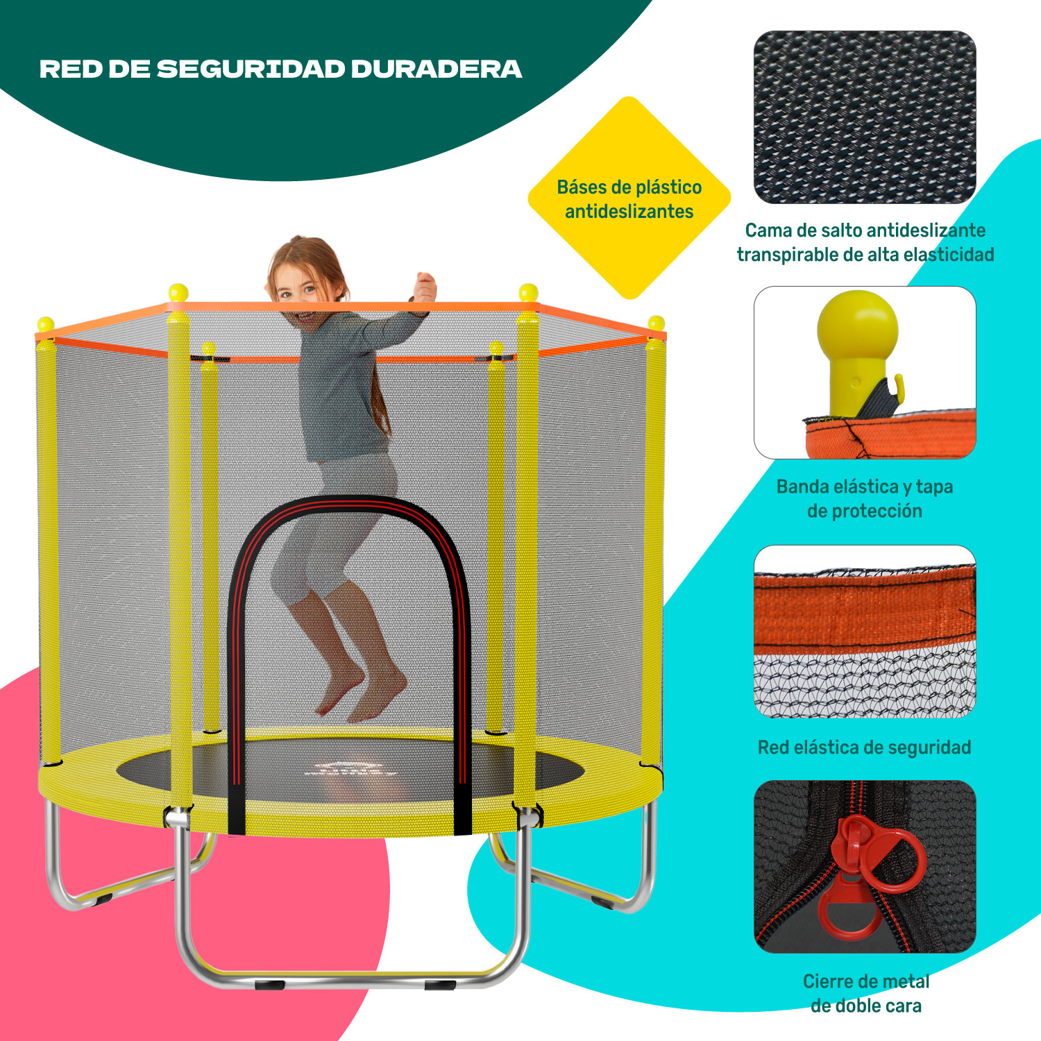 Foto 4 pulgar | Trampolín Little Monkey Amarillo Infantil