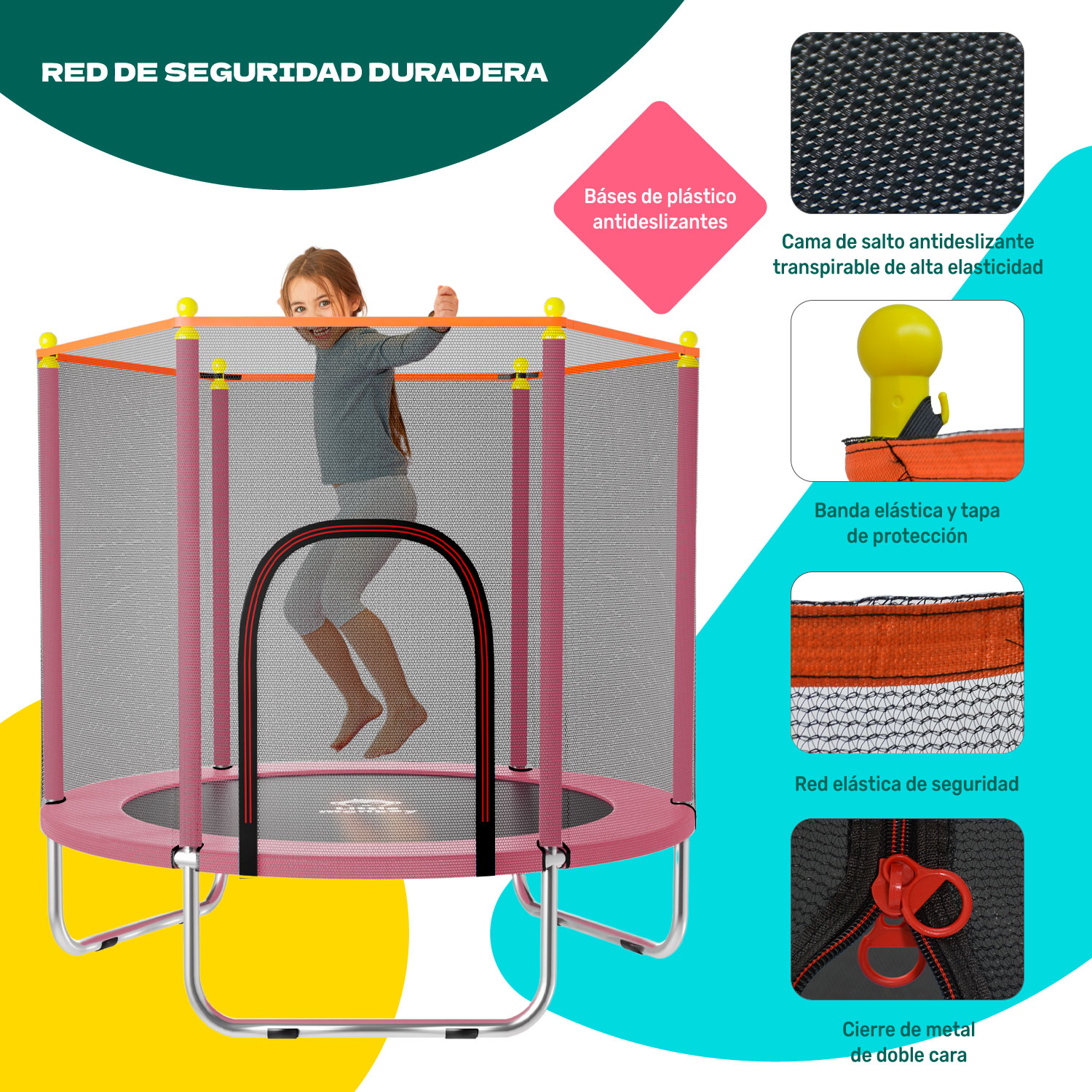 Foto 4 pulgar | Trampolín Little Monkey Rosa Infantil