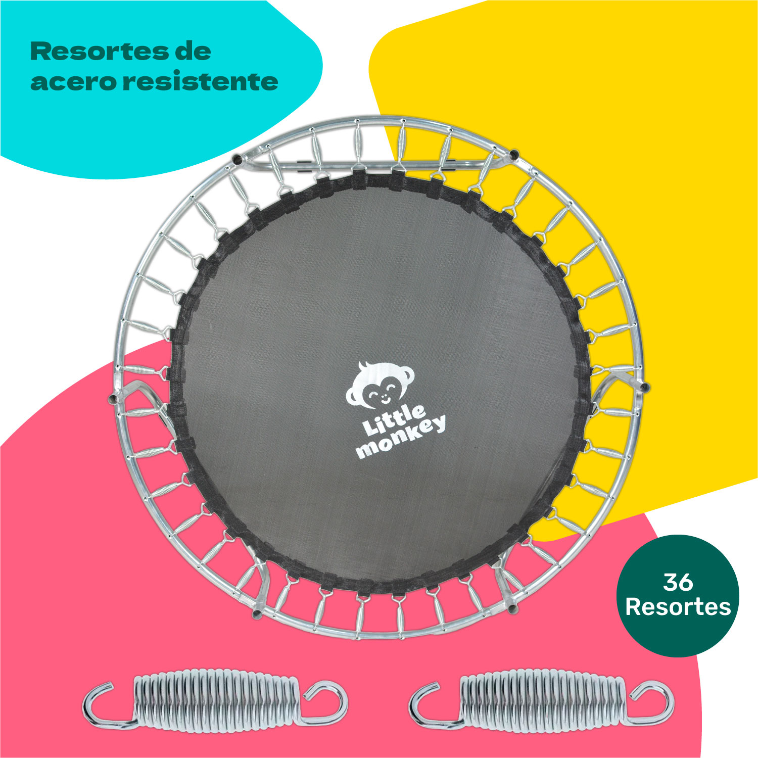 Foto 5 pulgar | Trampolín Little Monkey Rosa Infantil