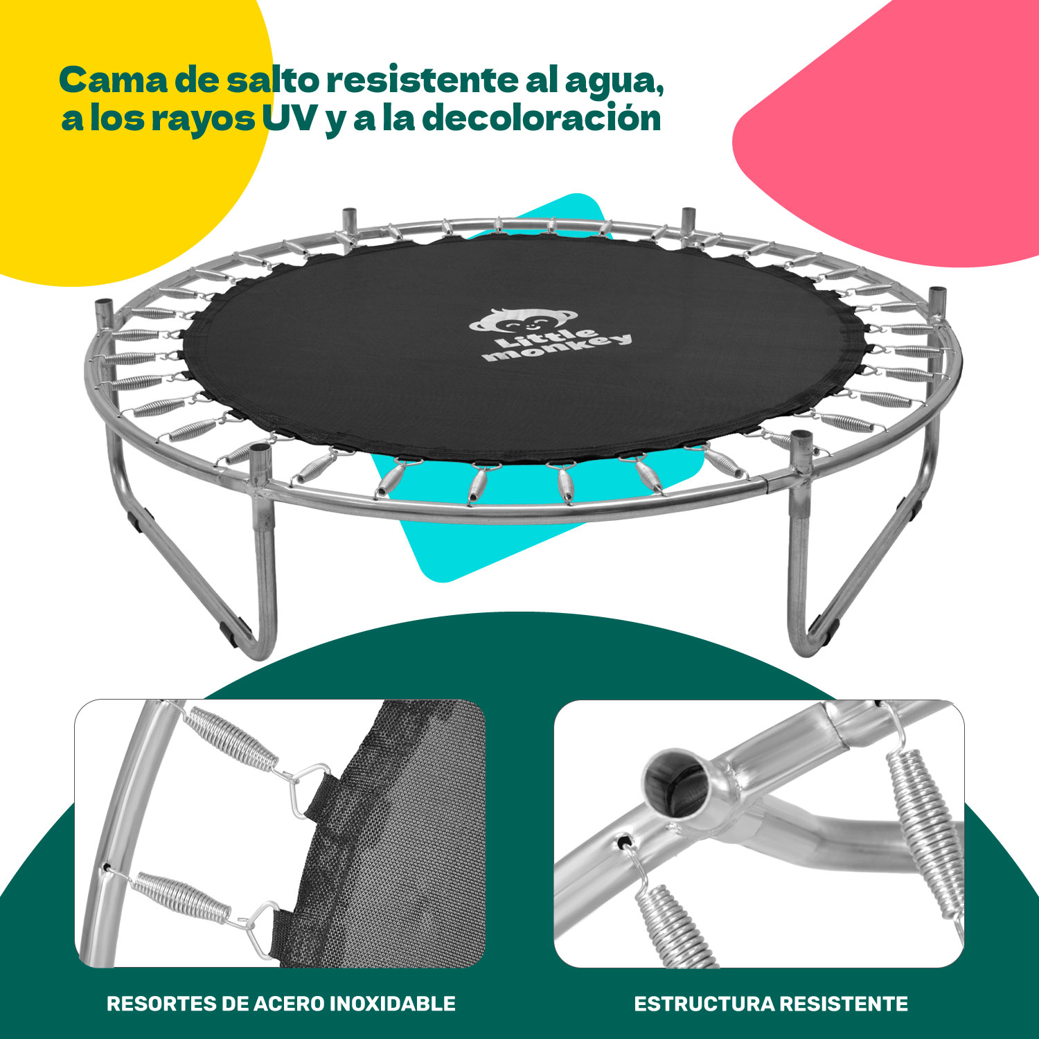 Foto 6 pulgar | Trampolín Little Monkey Rosa Infantil