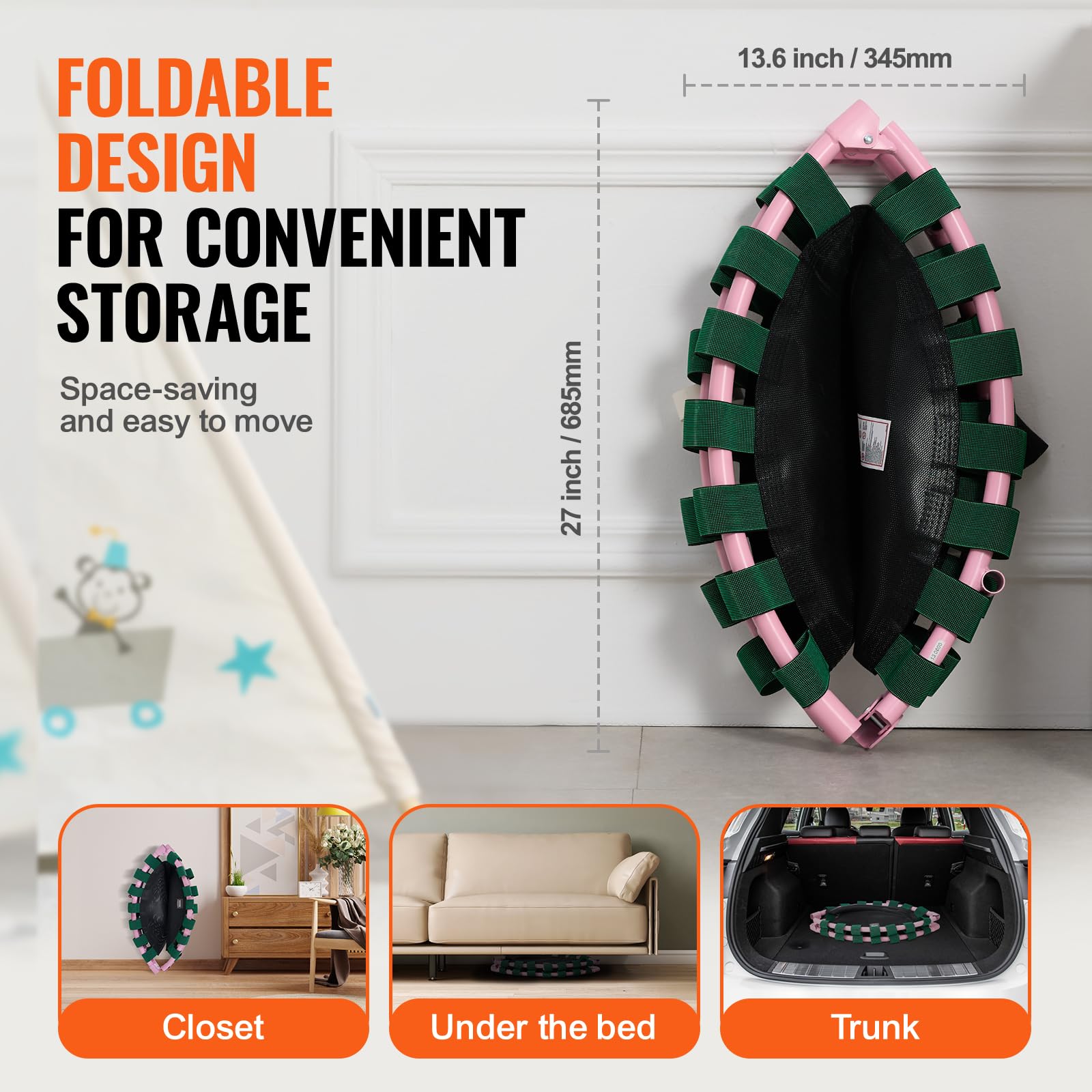 Foto 4 pulgar | Trampolín Vevor 36 Niños Para Interiores Y Exteriores Con Asa De Más De 3 Años - Venta Internacional.