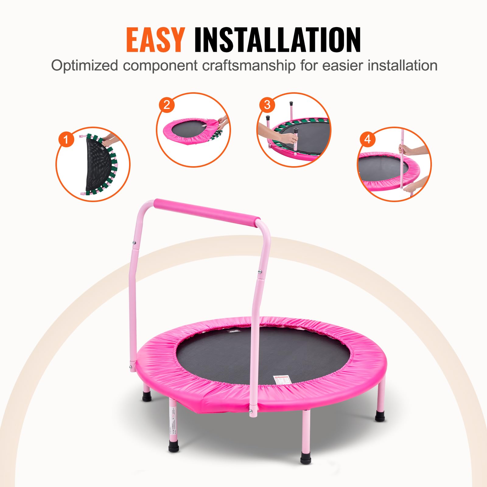 Foto 8 pulgar | Trampolín Vevor 36 Niños Para Interiores Y Exteriores Con Asa De Más De 3 Años - Venta Internacional.