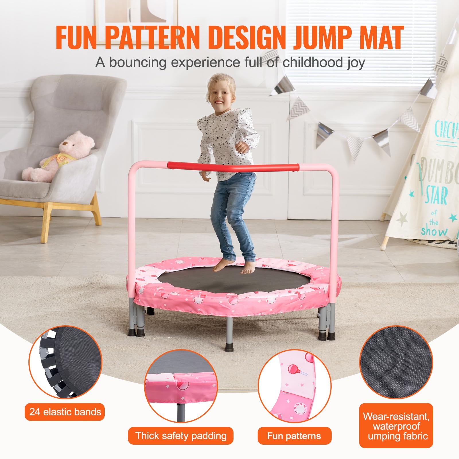 Foto 5 pulgar | Trampolín Vevor 36 Para Niños, Interior/exterior, Con Asa, Color Rojo - Venta Internacional.