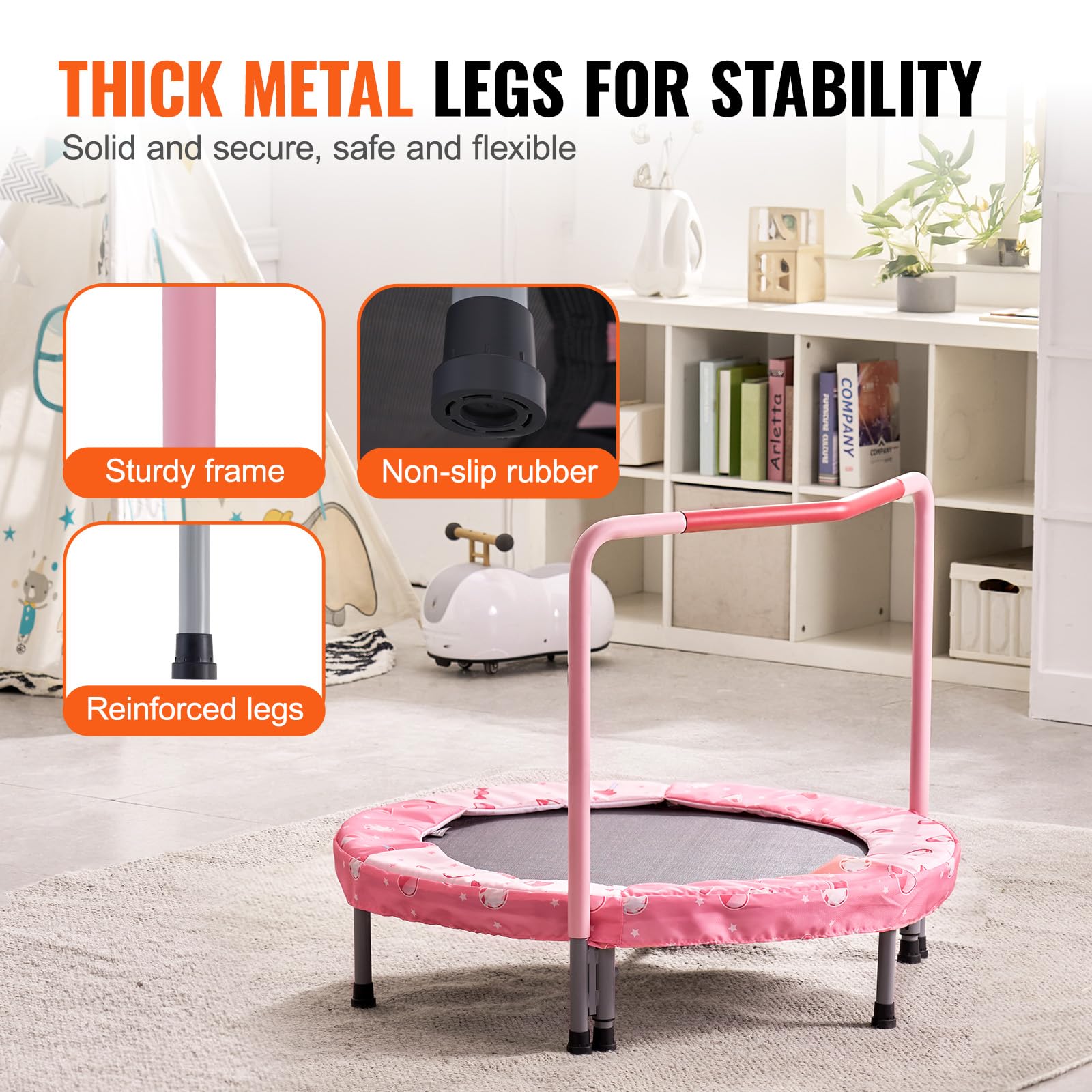 Foto 5 | Trampolín Vevor 36 Para Niños, Interior/exterior, Con Asa, Color Rojo - Venta Internacional.