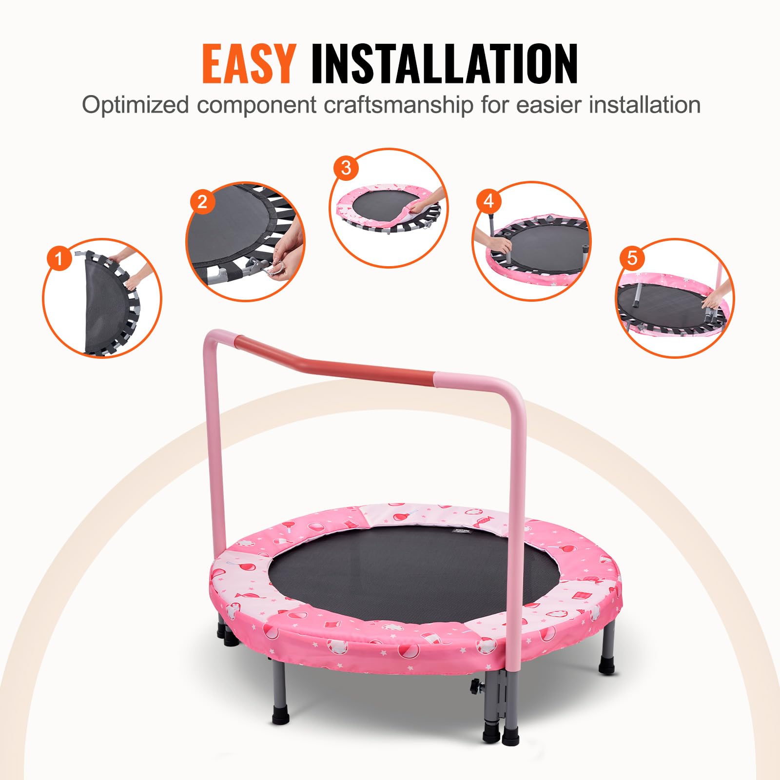 Foto 7 pulgar | Trampolín Vevor 36 Para Niños, Interior/exterior, Con Asa, Color Rojo - Venta Internacional.