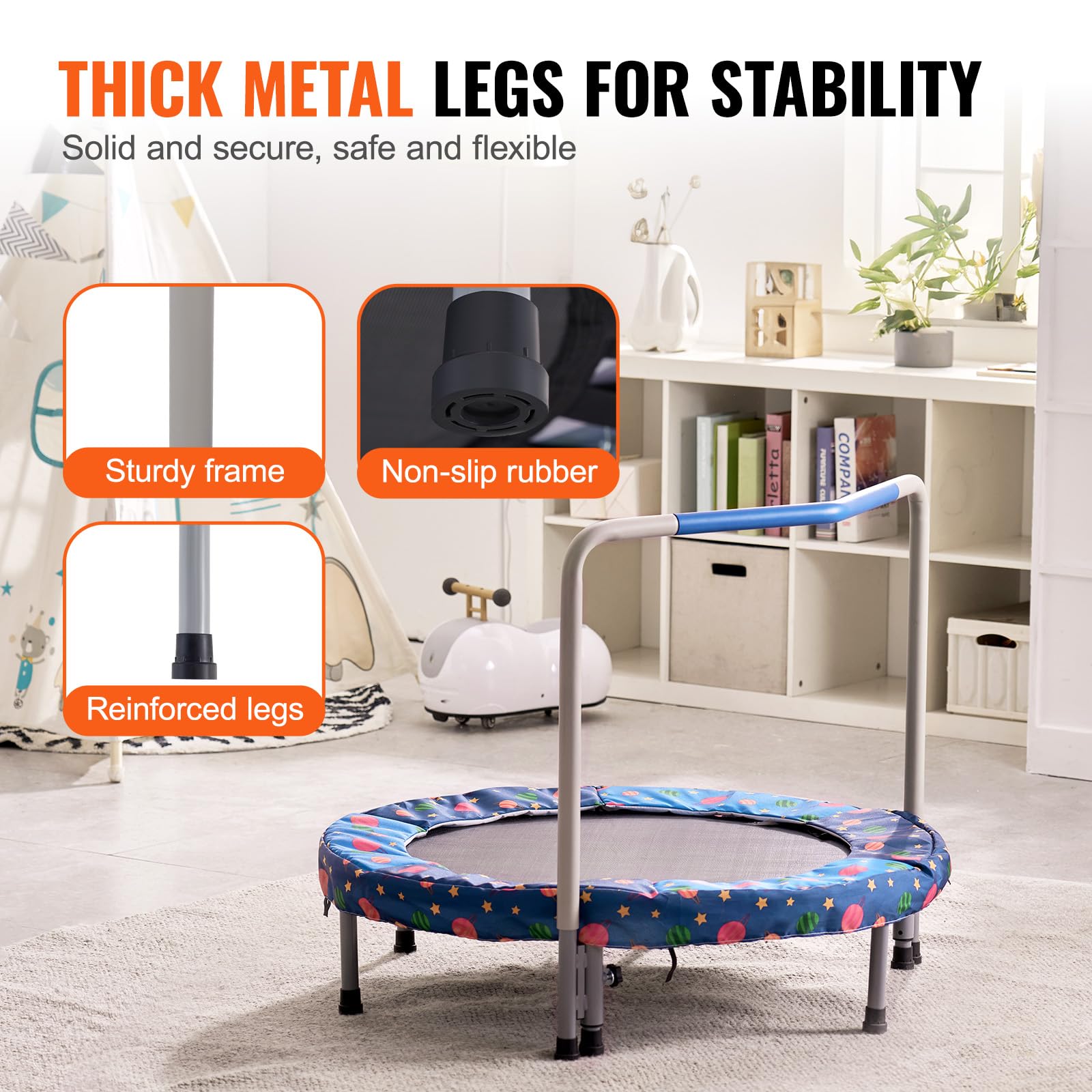 Foto 5 | Trampolín Vevor 36 Para Niños, Interior/exterior, Con Asa, Color Azul - Venta Internacional.