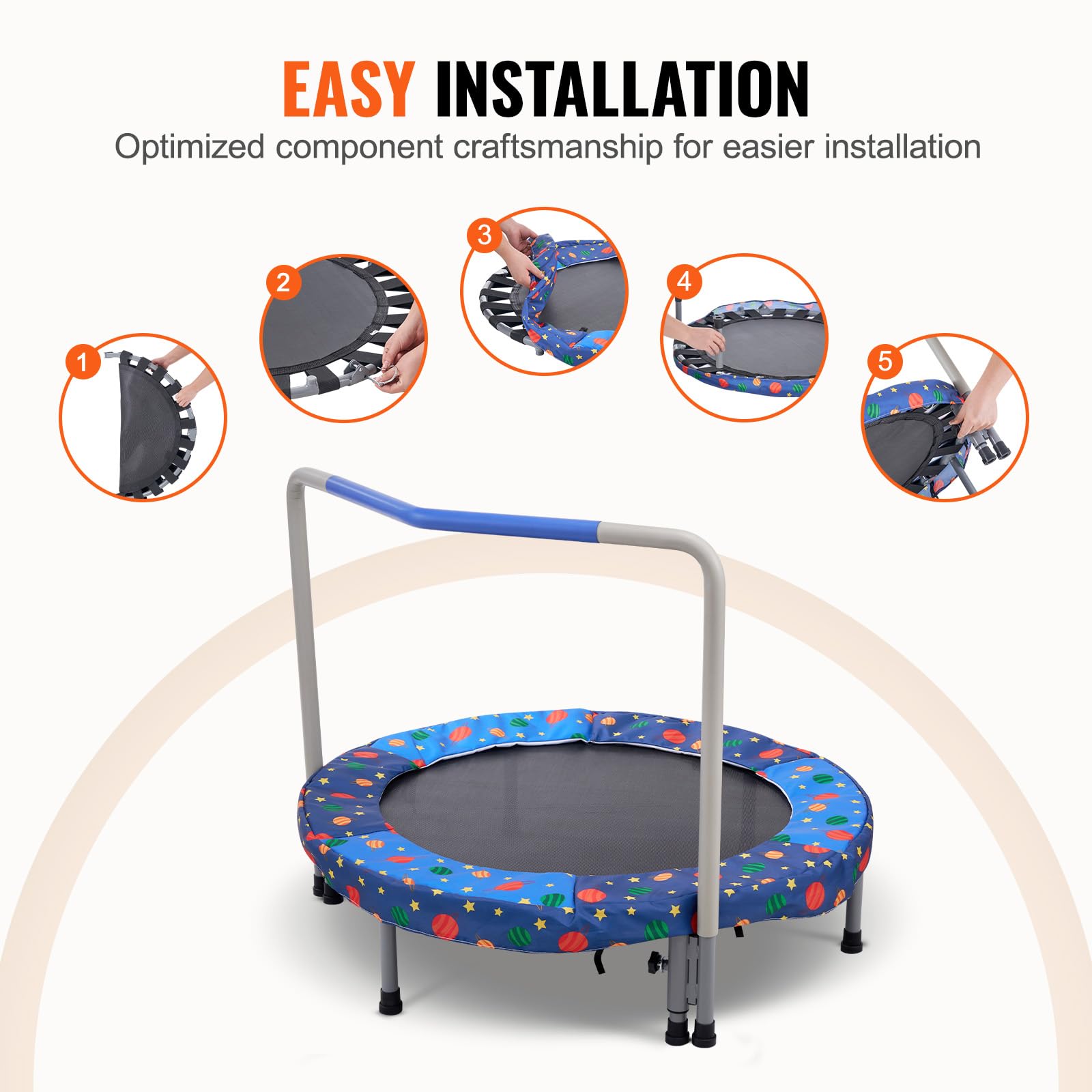 Foto 7 pulgar | Trampolín Vevor 36 Para Niños, Interior/exterior, Con Asa, Color Azul - Venta Internacional.