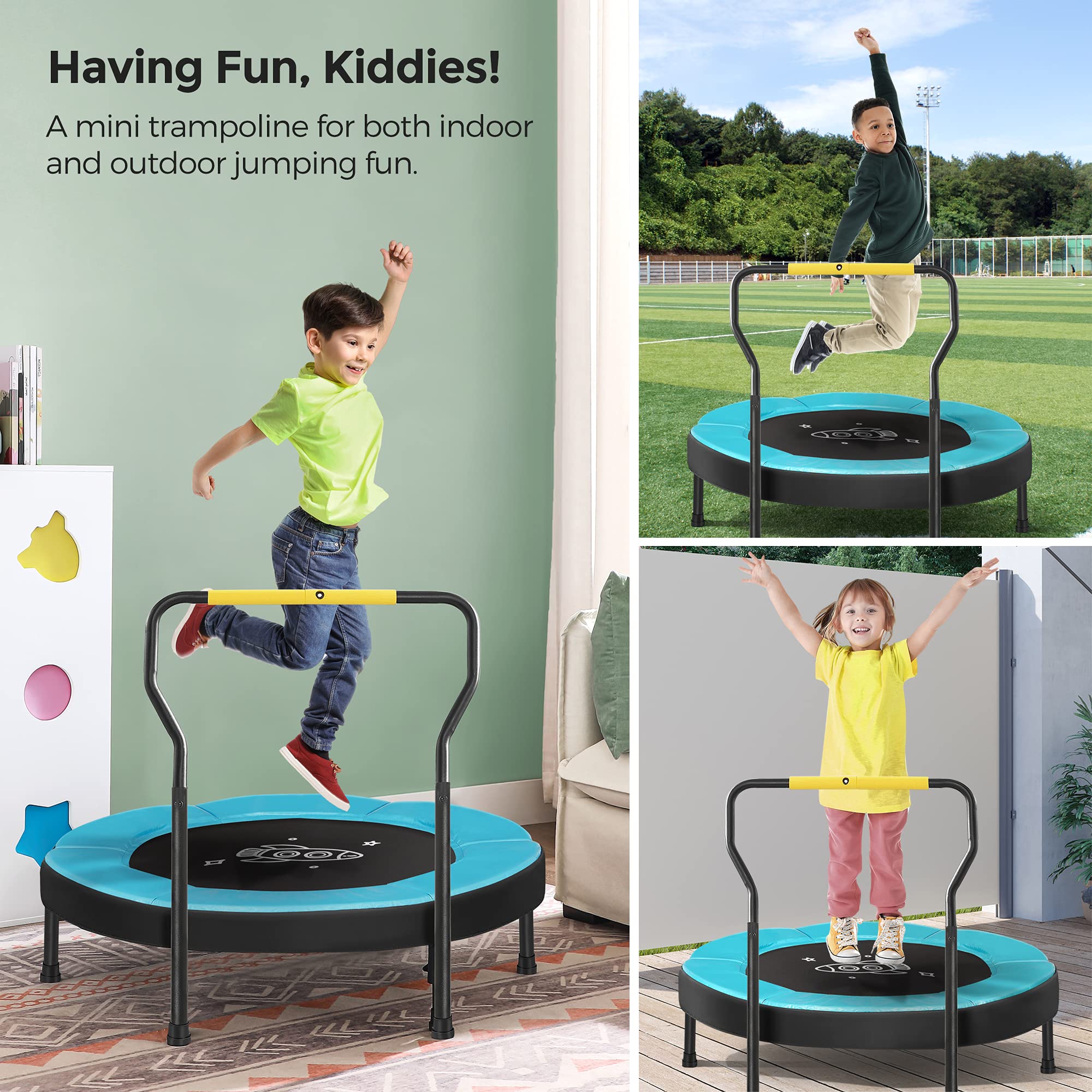 Foto 3 pulgar | Trampolín Songmics Para Niños De 3 Pies Con Manillar Azul Ustr036q01 - Venta Internacional.