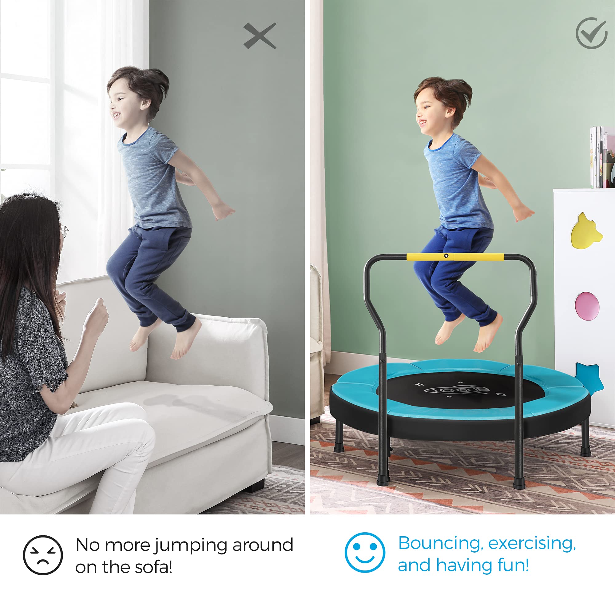 Foto 4 pulgar | Trampolín Songmics Para Niños De 3 Pies Con Manillar Azul Ustr036q01 - Venta Internacional.