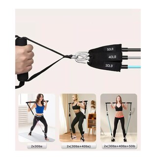 Foto 2 | Kit De Banda De Resistencia Ligas Con Barra De Pilates 240lb Eo Safe Imports Esi-16517 Negro