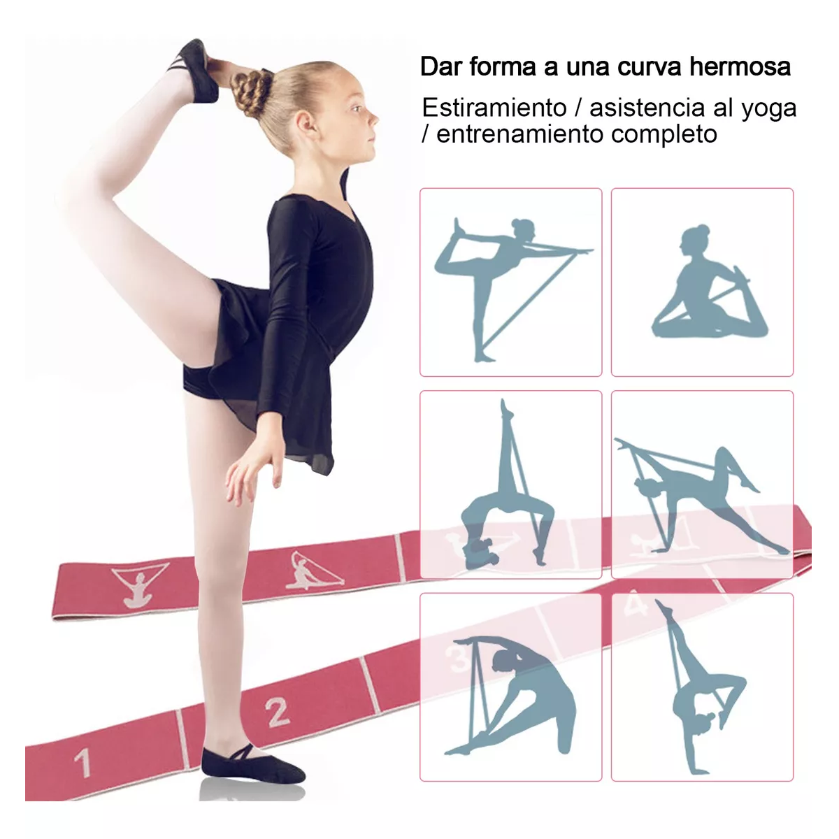 Foto 4 pulgar | Cinturón Para Yoga Banda De Resistencia Fitness,1.08m Eo Safe Imports Esi-16514 Multicolor