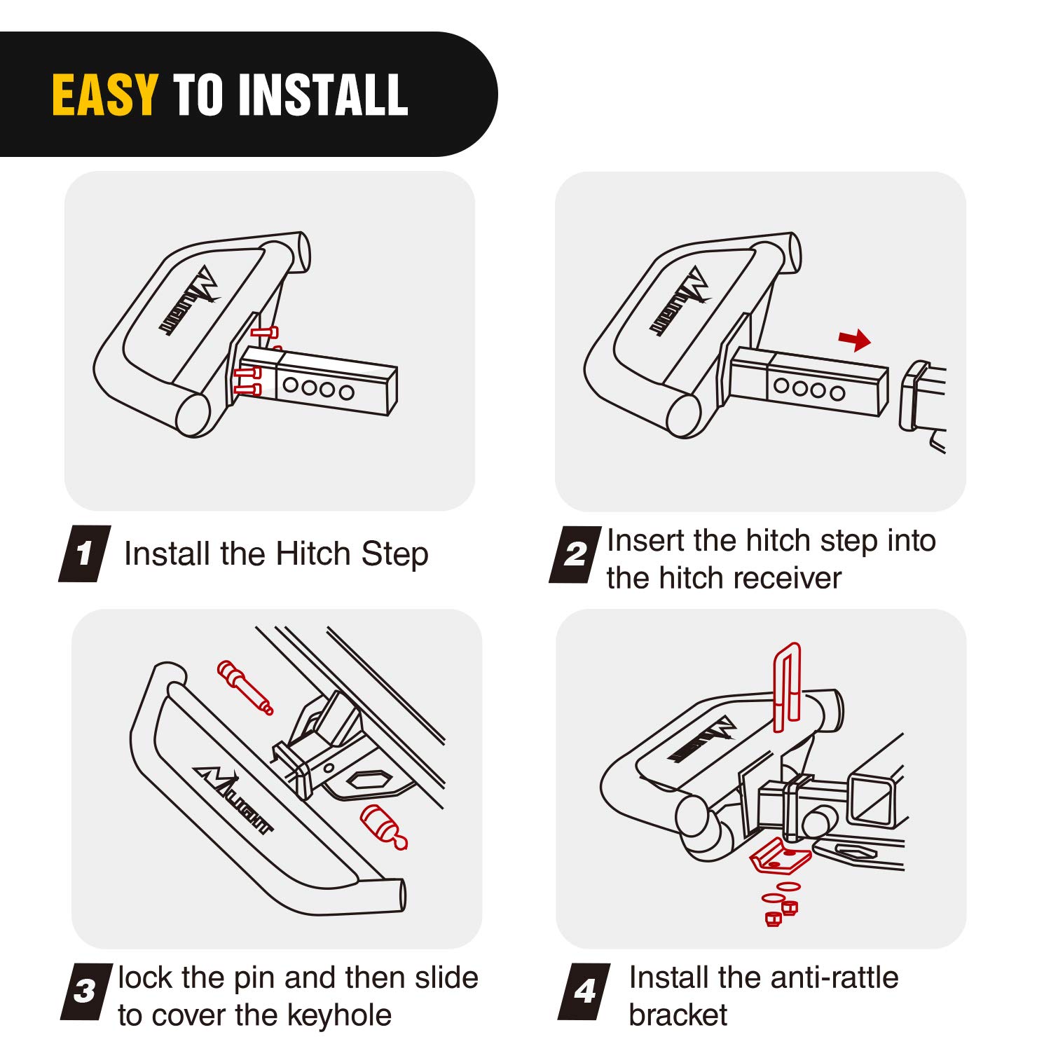 Foto 7 | Protector De Parachoques Trasero Hitch Step Nilight Mejorado - Venta Internacional.