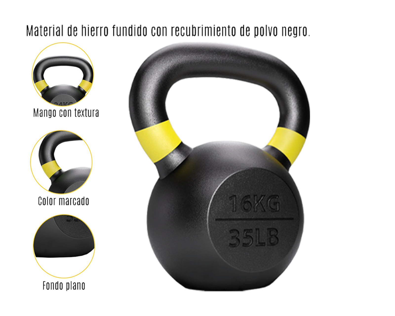 Foto 3 pulgar | Pesa Rusa Level Fitness color Negro 16 kg