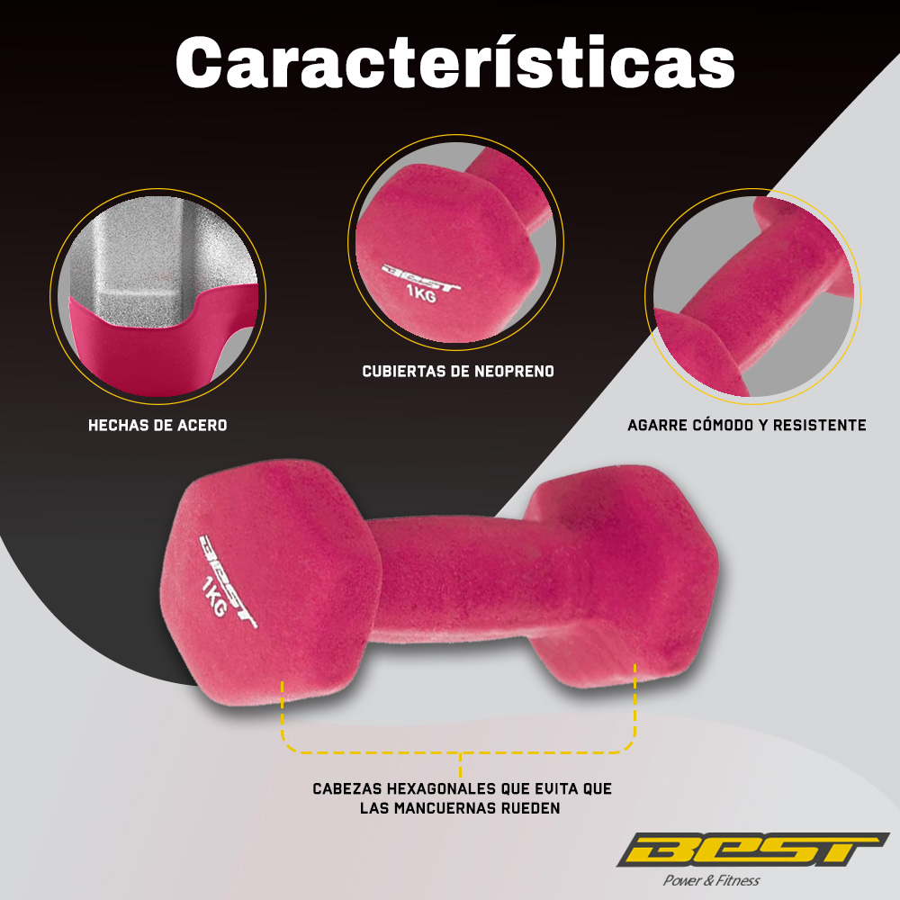 Foto 4 pulgar | Set Mancuernas Best JY3324 Multicolor Neopreno 6 Piezas 12 kg en Total + Base