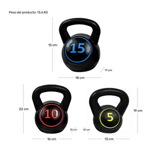 Foto 6 | Set Pesas Rusas Centurfit Kettlebel 5 10 15 lb Gym Fitness Crossfit 3 piezas