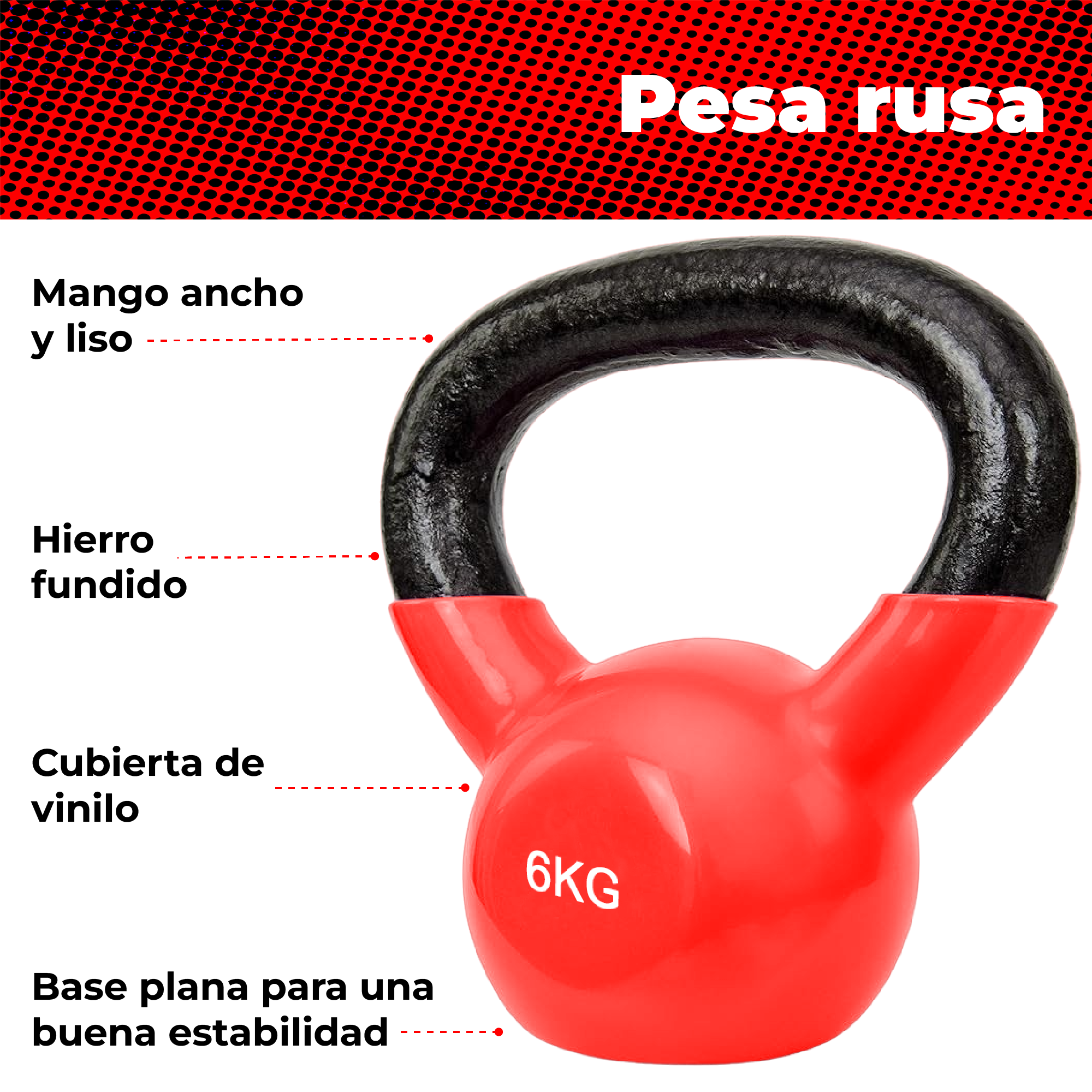 Foto 3 pulgar | Pesa Tipo Pesa Rusa Cubierta Vinil Fuxion Sports 6kg Vinyl Rojo