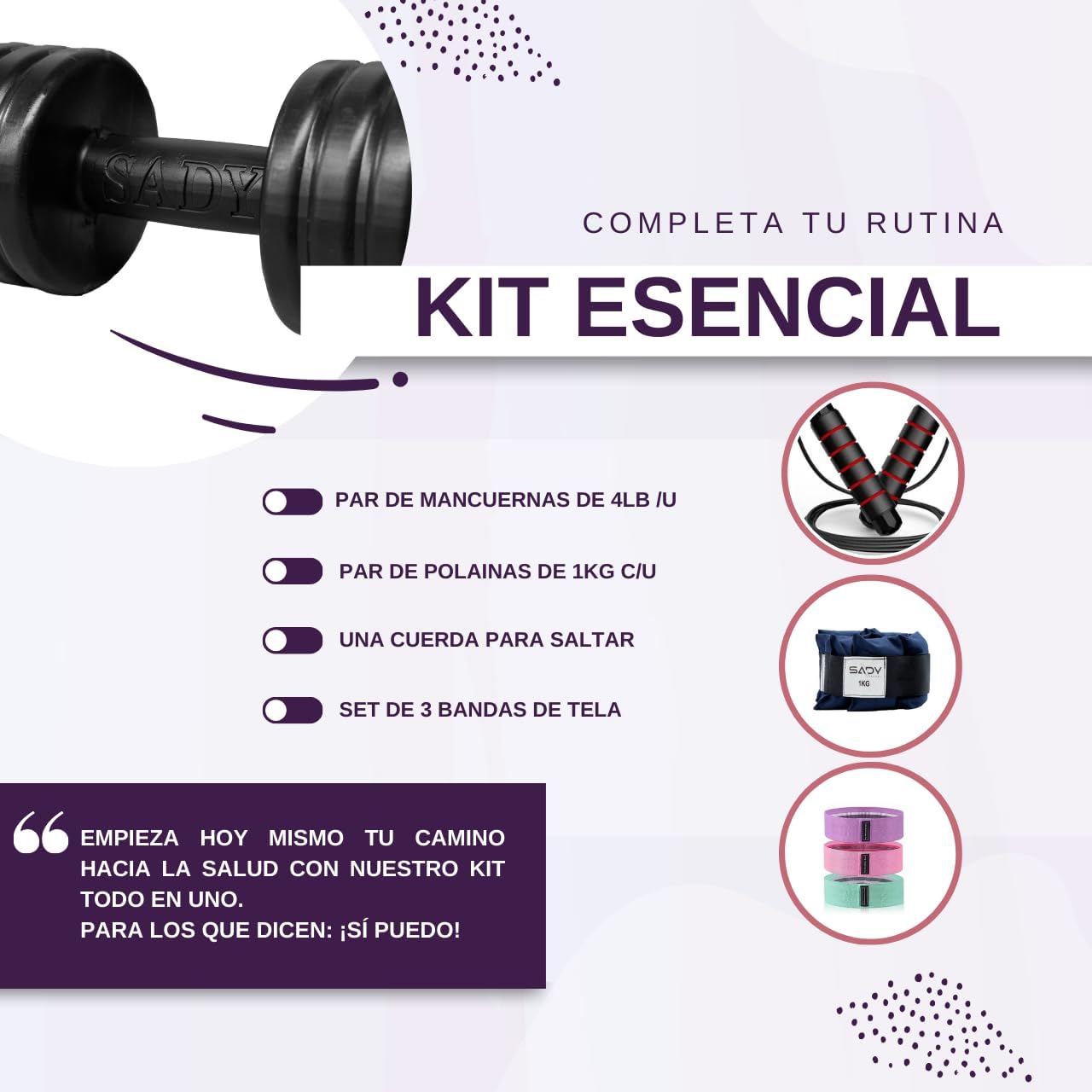 Foto 3 pulgar | Kit de Ejercicio en Casa Sady Sport