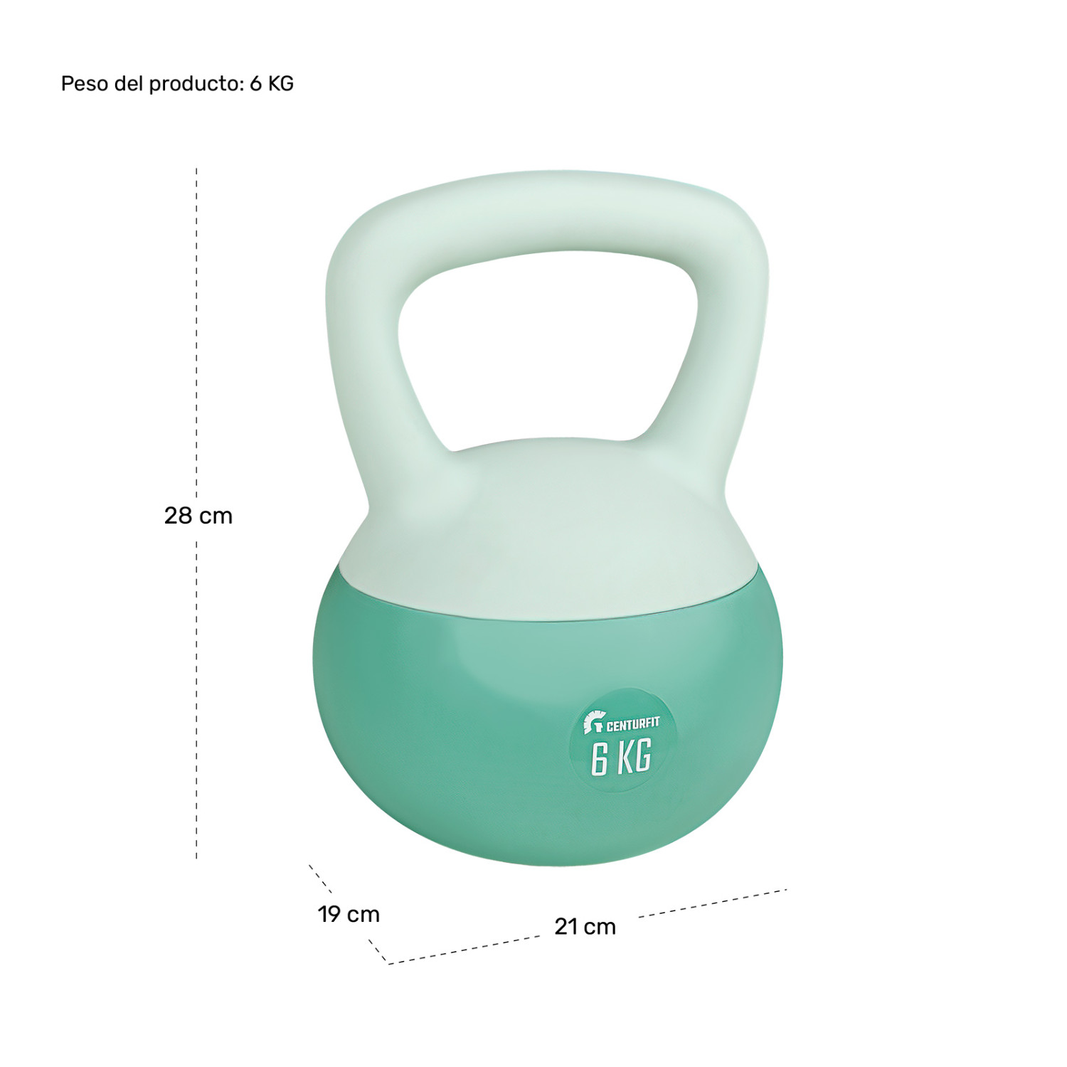 Foto 7 pulgar | Pesa Rusa Kettlebell 6kg 13.2lb Ejercicio Casa Hogar Fitness Menta Centurfit