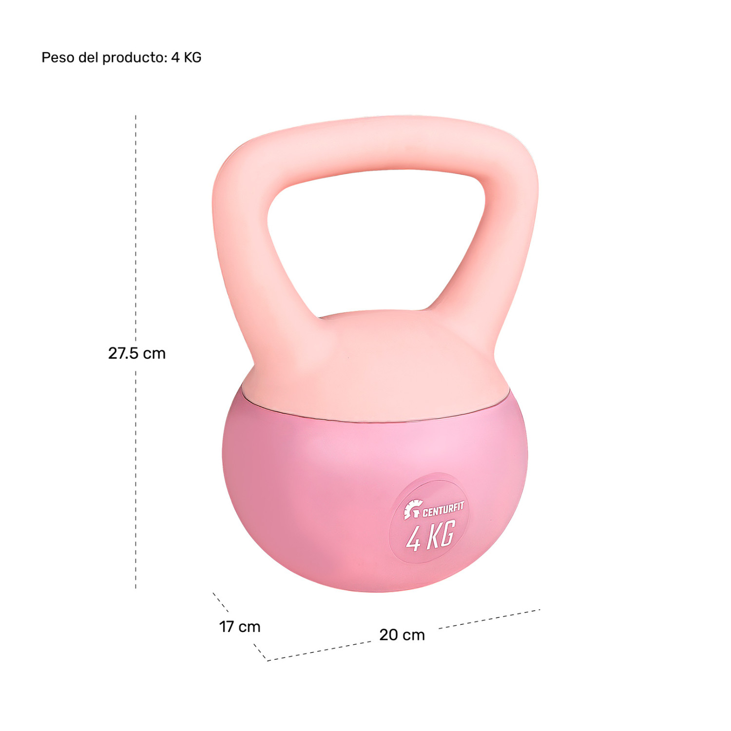 Foto 7 pulgar | Pesa Rusa Kettlebell 4kg 8.8lb Ejercicio Casa Hogar Fitness Rosa Centurfit