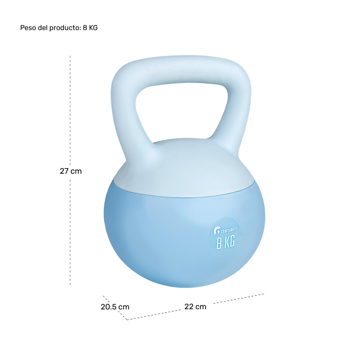 Foto 7 pulgar | Pesa Rusa Kettlebell 8kg 17.6lb Ejercicio Casa Hogar Fitness Azul Centurfit