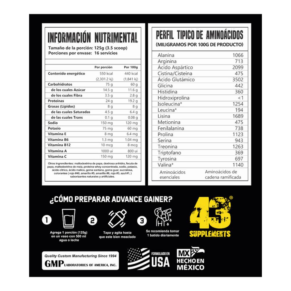 Foto 5 pulgar | Proteína Advance Gainer Ganador De Masa 43 Supplements 2 Kg