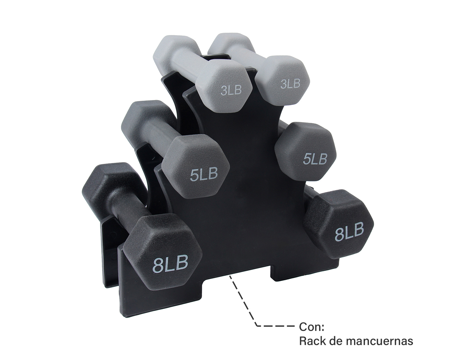 Foto 4 pulgar | Set de Mancuernas 3, 5 y 8 Lbs 6 Piezas