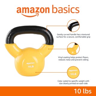 Foto 2 | Vinilo Kettlebell Amazon Basics De 4,5 Kg, Color Naranja Claro - Venta Internacional.