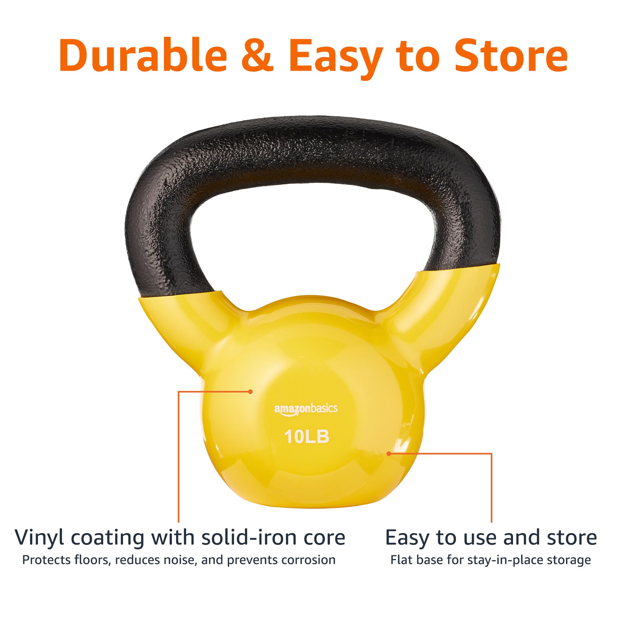 Foto 4 pulgar | Vinilo Kettlebell Amazon Basics De 4,5 Kg, Color Naranja Claro - Venta Internacional.