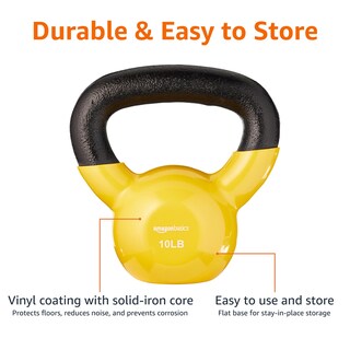 Foto 3 | Vinilo Kettlebell Amazon Basics De 4,5 Kg, Color Naranja Claro - Venta Internacional.