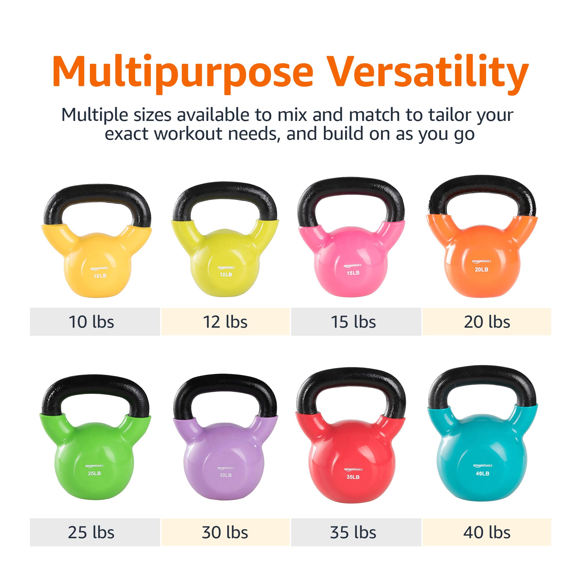 Foto 5 pulgar | Vinilo Kettlebell Amazon Basics De 4,5 Kg, Color Naranja Claro - Venta Internacional.