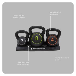 Foto 3 | Set 3 Pesas Rusas Kettlebell Bodytrainer 2 4 8 Kg Con Base
