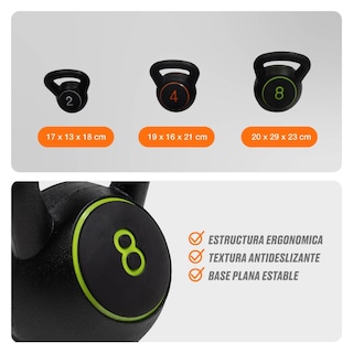 Foto 4 | Set 3 Pesas Rusas Kettlebell Bodytrainer 2 4 8 Kg Con Base