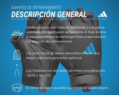 Foto 7 | Guantes de Entrenamiento Adidas Negros