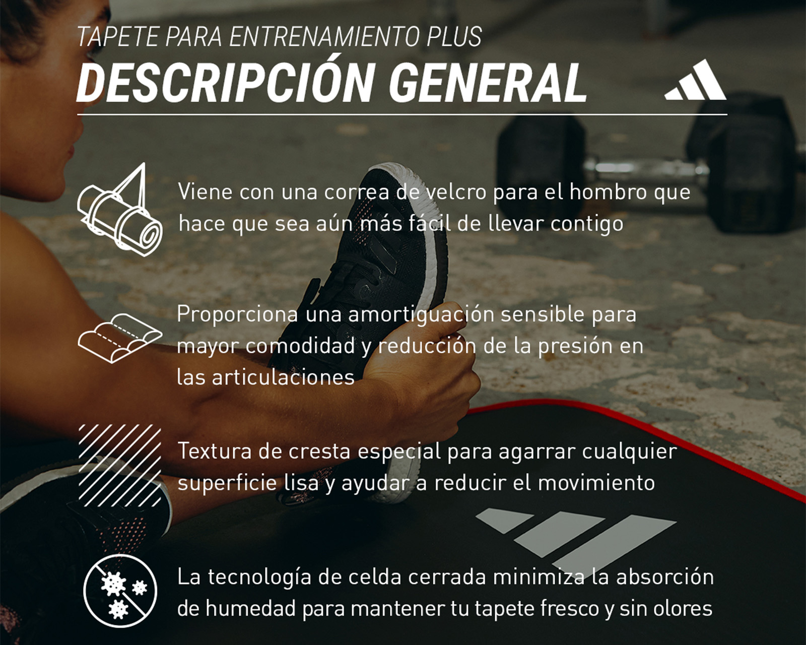Foto 6 | Tapete de Entrenamiento Adidas Negro