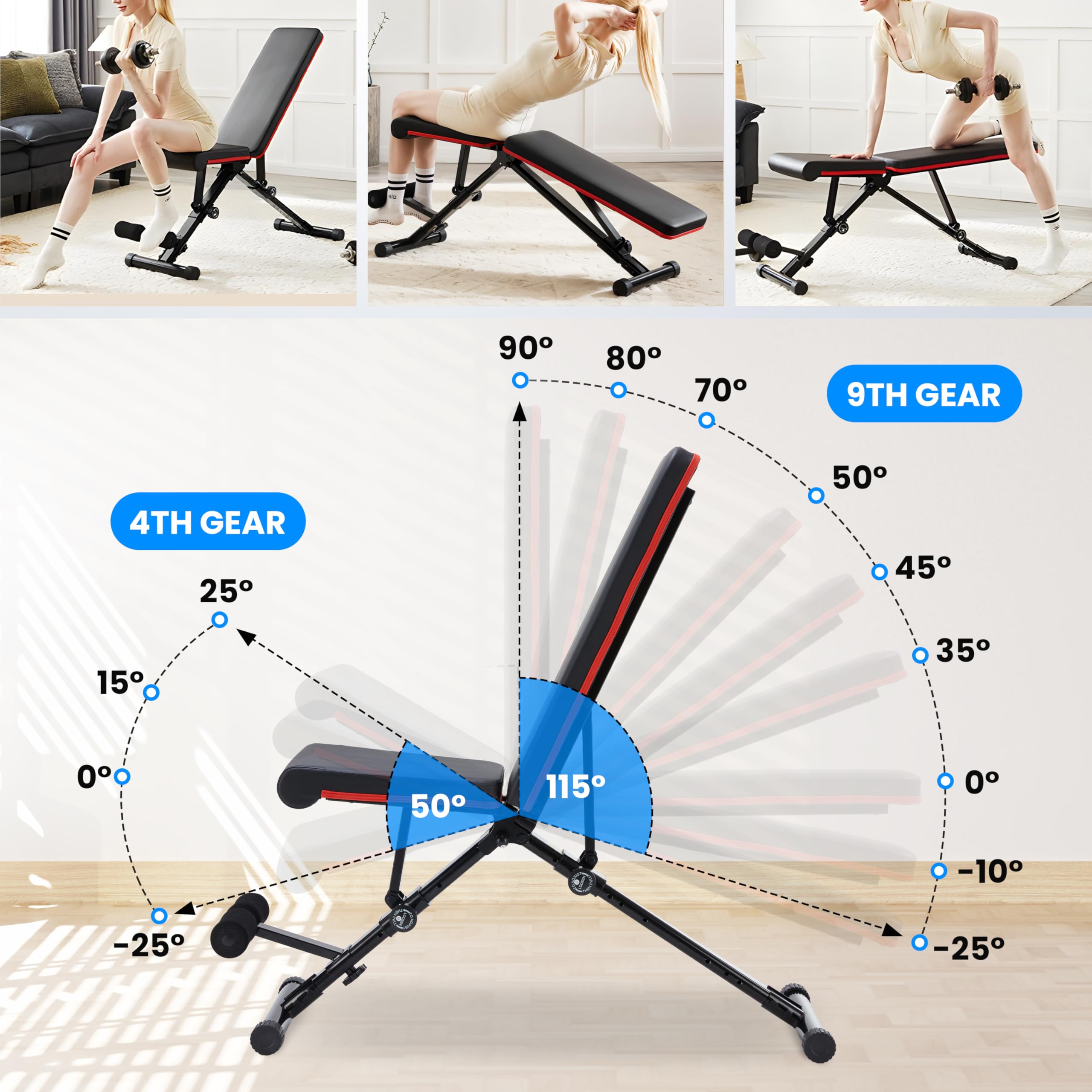 Foto 5 pulgar | Banco De Pesas Ajustable, Simple, De Lujo, Con Capacidad De 360 Kg, Plegable - Venta Internacional.