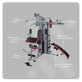 Foto 3 | Maquina De Gimnasio Multifuncional Bodytrainer Hm-320 Con Sistema Multigym Con Carga De Hasta 62,5 Kg