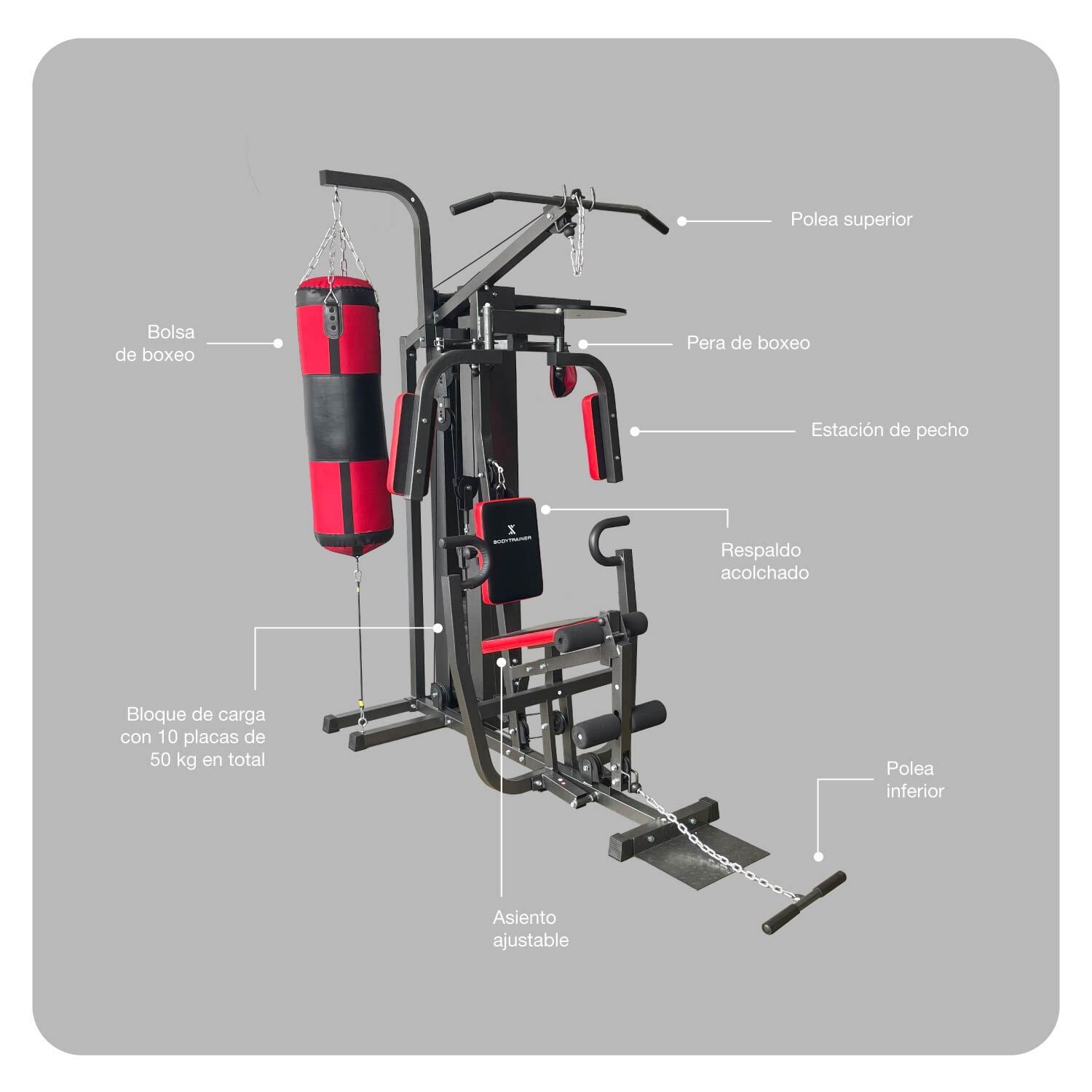 Foto 5 pulgar | Gimnasio Multifuncional Body Trainer Btem-500 Con Bolsa De Boxeo Y Punching Ball