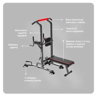Foto 4 | Maquina De Gimnasio Multifuncional Bodytrainer Btem-200 Estación Con Banco Ajustable Y Barra De Dominadas