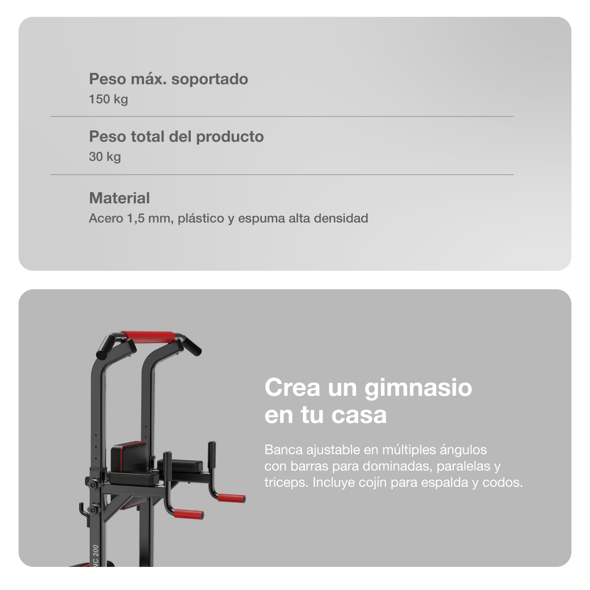 Foto 5 | Maquina De Gimnasio Multifuncional Bodytrainer  Btem-200 Estación Con Banco Ajustable Y Barra De Dominadas