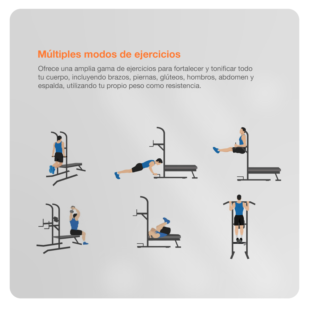 Foto 6 | Maquina De Gimnasio Multifuncional Bodytrainer  Btem-200 Estación Con Banco Ajustable Y Barra De Dominadas