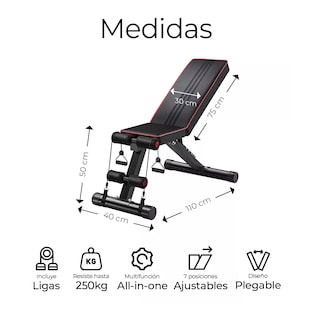 Foto 2 | Banco De Ejercicio Fitness Multiposiciones Ligas Abdominales Eo Safe Imports Esi-17508 Negro