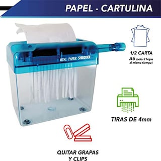 Foto 3 | Triturador De Papel Portatil Tamaño A6color Azul