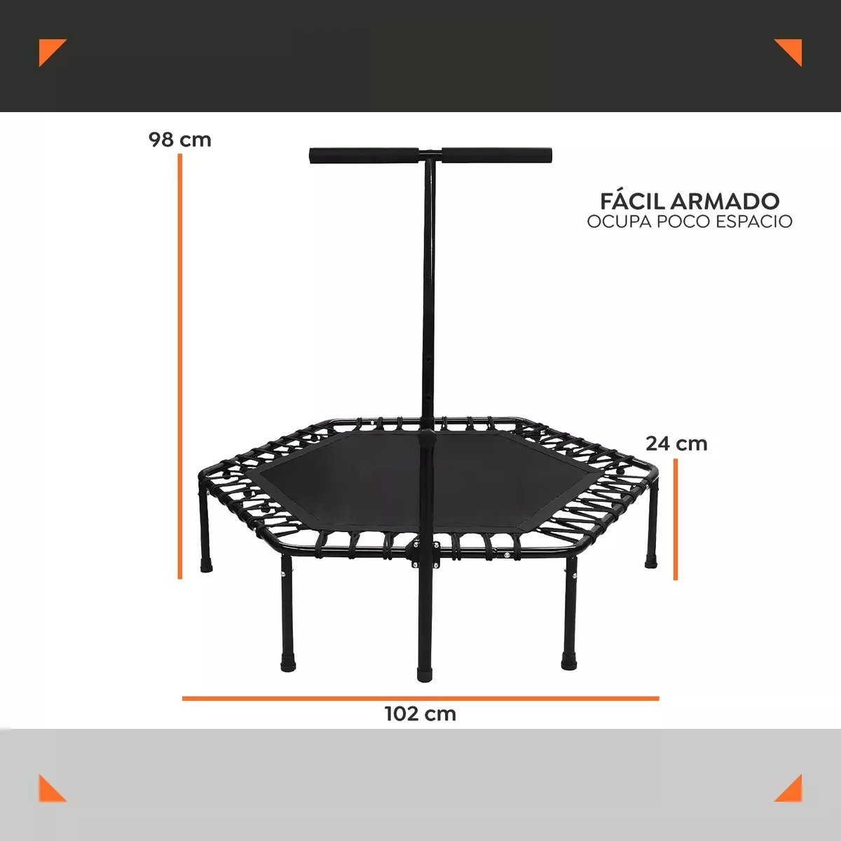 Foto 3 | Trampolin Brincolin Hexagonal Barra Agarradera Fitness Eo Safe Imports  Esi-16485 Negro