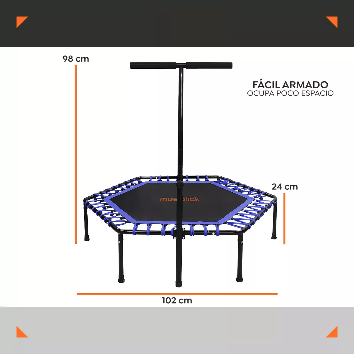 Foto 3 | Trampolin Brincolin Hexagonal Barra Agarradera Fitness Eo Safe Imports  Esi-16484 Multicolor