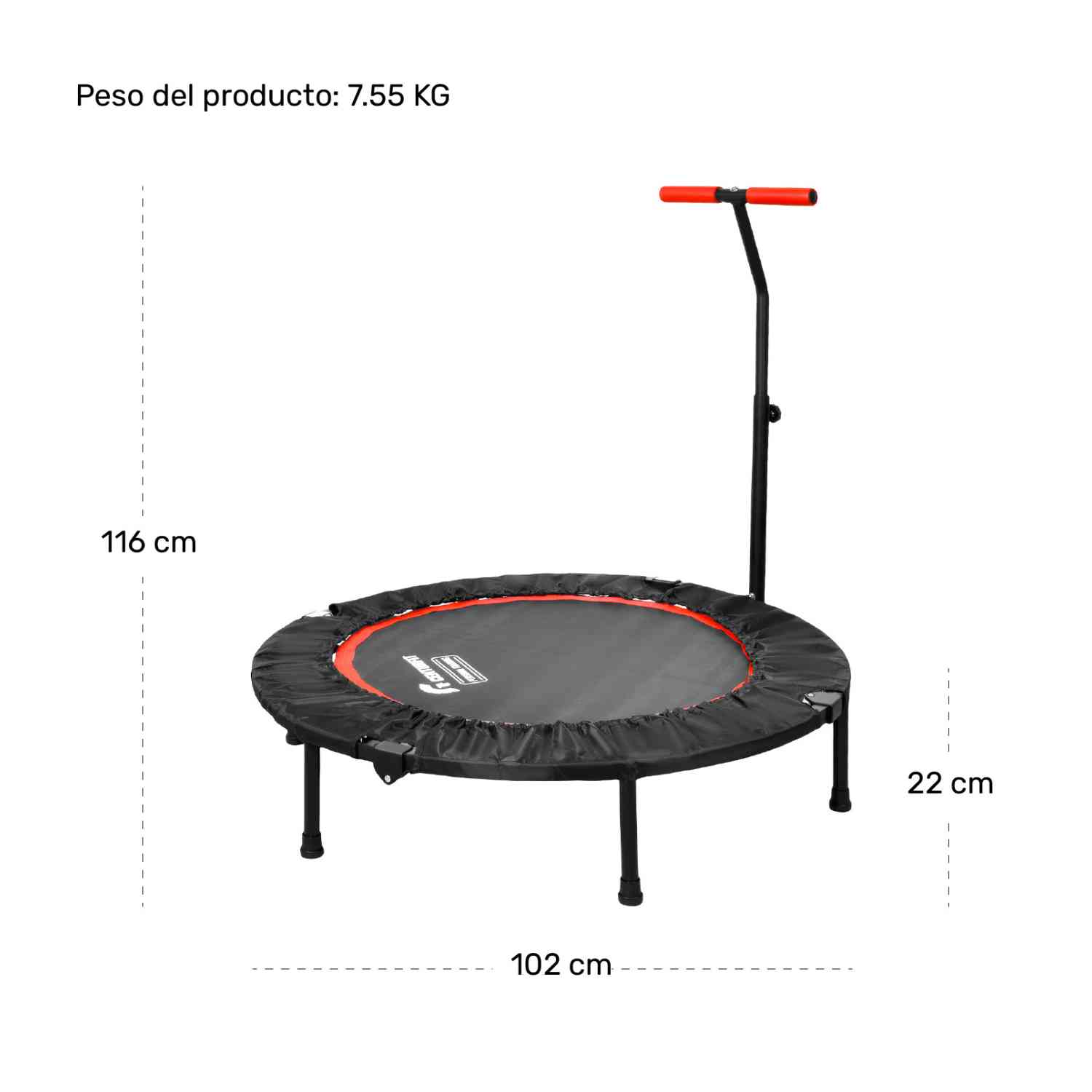 Foto 6 pulgar | Trampolin Aerobics Barra Fitness Ejercicio Jumping Rojo Centurfit