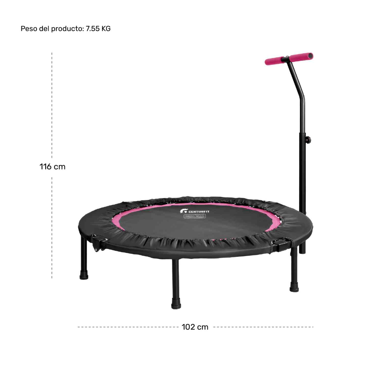 Foto 5 | Trampolin Aerobics Barra Fitness Ejercicio Jumping Rosa Centurfit